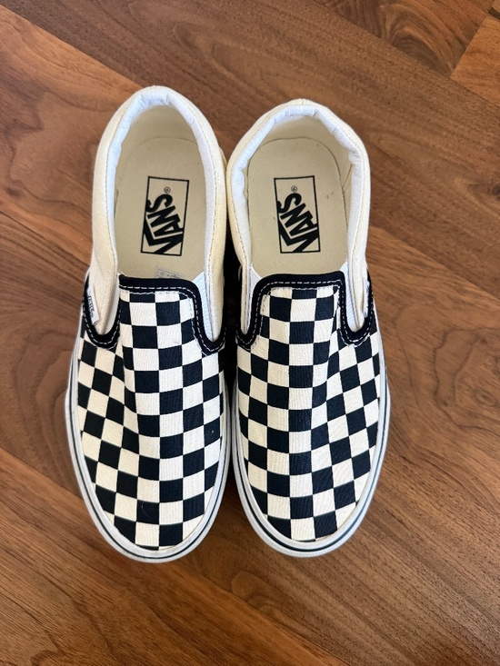 Vans Classic Slip-On Checkerboard Platform Skate Shoe  Vans platform checkerboard slipons, mens 5.5/womens 7